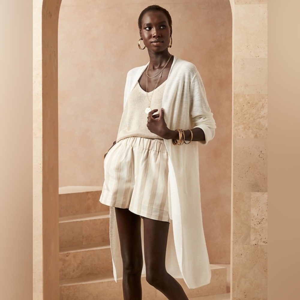 LINEN-BLEND DUSTER CARDIGAN
